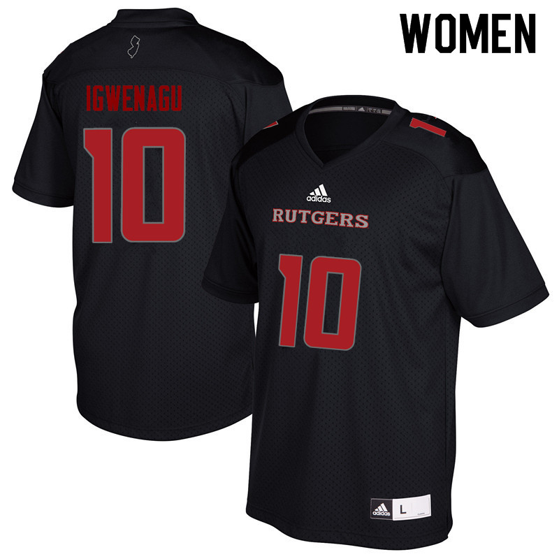 Women #10 Zukudo Igwenagu Rutgers Scarlet Knights College Football Jerseys Sale-Black - Click Image to Close